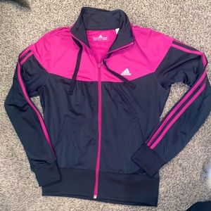 Adidas black and pink zip up jacket